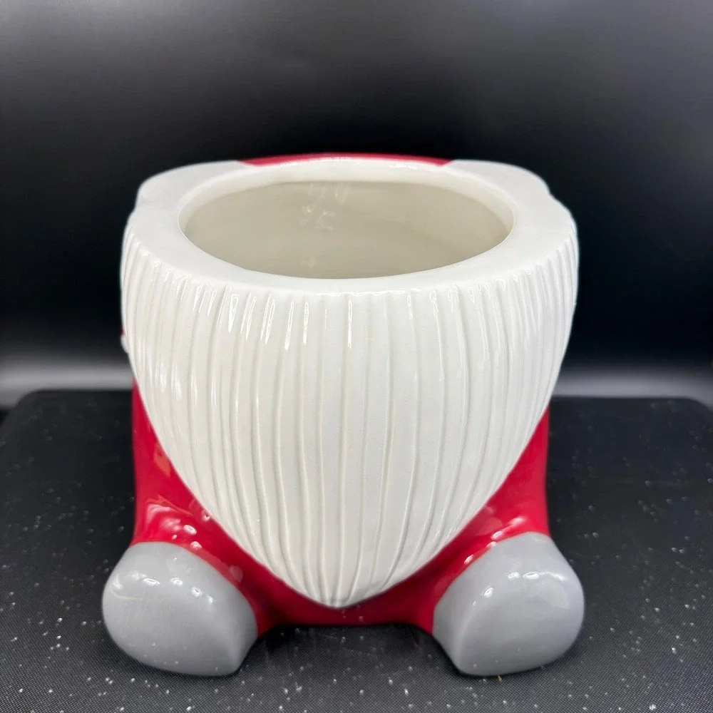 Pottery Barn Christmas Gnome Cookie Jar Red Canister Ceramic Holiday Large NEW